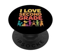 Illustration colorée pour Enfants « I Love Second Grade » PopSockets PopGrip Adhésif