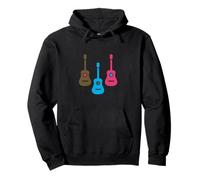 Illustration Cool pour Guitare Acoustique Marron, Bleu, Rose Sweat à Capuche