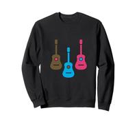 Illustration Cool pour Guitare Acoustique Marron, Bleu, Rose Sweatshirt
