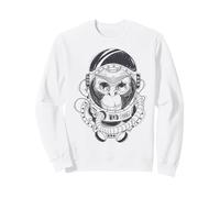Illustration Cosmique rétro dessinée à la Main Singe de l'espace Astronaute Sweatshirt
