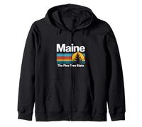 Illustration Coucher de Soleil du Maine Le pin State Sweat à Capuche