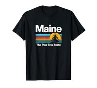 Illustration Coucher de Soleil du Maine Le pin State T-Shirt