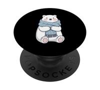 Illustration d’Ours Polaire avec écharpe Bleue PopSockets PopGrip Adhésif