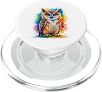 Illustration d’Une Chouette Aquarelle colorée PopSockets PopGrip pour MagSafe