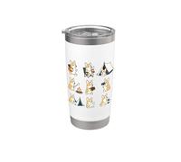 Illustration d'activités de camping Corgi - Randonnée en plein air Gobelet isotherme en acier inoxydable double paroi