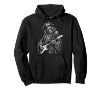 Illustration d'art de Musique Rock de Guitariste Squelette Pirate Sweat à Capuche
