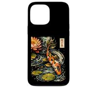 Illustration d'art d'étang de Lotus Koi Japonais Coque pour iPhone 13 Pro Max