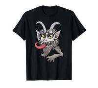 Illustration d'art Populaire Krampus Vintage dessinée à la Main T-Shirt Graphique avec Valeur