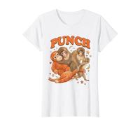 Illustration de bébé Singe Punch et Ses Amis T-Shirt Graphique avec Valeur, Femme, Blanc, L