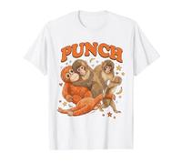Illustration de bébé Singe Punch et Ses Amis T-Shirt Graphique avec Valeur, Homme, Blanc, XL