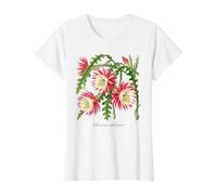 Illustration de Cactus en arête de Poisson Selenicereus anthonyanus T-Shirt Graphique avec Valeur, Femme, Blanc, XS