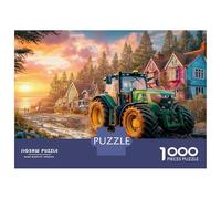 Illustration de Campagne Vintage Puzzle Décoration Intérieure 1000 Pièces Tracteur ruralJigsaw Puzzle Jeu Difficile pour Les Idées Cadeaux pour Adultes 70x50cm/1000pcs