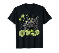 Illustration de chat citron vert motif fruit animal art amoureux des chats T-Shirt
