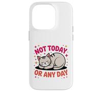 Illustration de Chat endormi Mignon Qui Dit Pas Aujourd'hui Coque pour iPhone 14 Pro