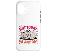 Illustration de Chat endormi Mignon Qui Dit Pas Aujourd'hui Coque pour iPhone 16