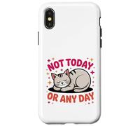 Illustration de Chat endormi Mignon Qui Dit Pas Aujourd'hui Coque pour iPhone X/XS