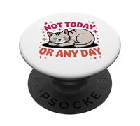 Illustration de Chat endormi Mignon Qui Dit Pas Aujourd'hui PopSockets PopGrip Adhésif