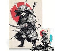 Illustration de Chat Guerrier samouraï Puzzle de 1000 pièces pour Adultes Stimule la mémoire et apaise l'esprit Cadeau créatif à Assembler (50x75cm)