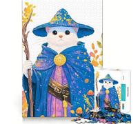 Illustration de Chat Magicien Puzzle de 1000 pièces pour Adultes Entraînement cérébral Amusant Pièces Robustes et aux découpes nettes Activité apaisante pour Une Pause mentale (38x52cm)