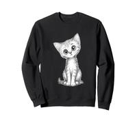 Illustration de Chaton Mignon aux Grands Yeux Style Kawaii Amoureux des Chats Sweatshirt