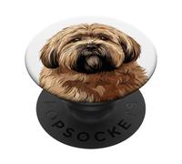Illustration de Chien Lhassa Apso Rouge PopSockets PopGrip Adhésif