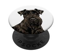 Illustration de Chien Schnauzer Standard Noir PopSockets PopGrip Adhésif
