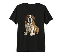 Illustration de Chien St Bernard Marron et Blanc T-Shirt Haut de Gamme