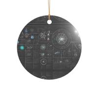 Illustration de chimie scientifique abstraite 3D - Pendentif en acrylique doré - Ornement personnalisable haute clarté pour Noël et décoration de mariage.
