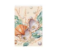 Illustration de coquillage de perles et d'algues - Drapeau de jardin de bienvenue - 61 x 91 cm - Double face - Ne se décolore pas - Pour maison, cour, porche, pelouse, décoration extérieure