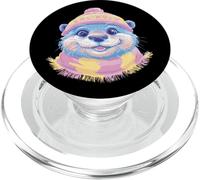 Illustration de créature côtière colorée Portrait d'hiver Loutre Mignonne PopSockets PopGrip pour MagSafe