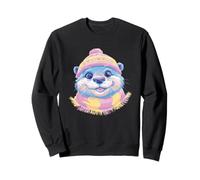 Illustration de créature côtière colorée Portrait d'hiver Loutre Mignonne Sweatshirt