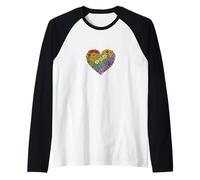 Illustration de cœur de Fleurs Sauvages colorées Motif Nature Florale Manche Raglan