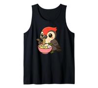 Illustration de Dessin animé Ramen Mangeant Un Oiseau Mignon Débardeur