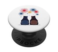 Illustration de Deux Ours et feu d’Artifice PopSockets PopGrip Adhésif