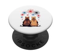 Illustration de Deux Ours regardant Un feu d’Artifice PopSockets PopGrip Adhésif