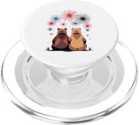 Illustration de Deux Ours regardant Un feu d’Artifice PopSockets PopGrip pour MagSafe