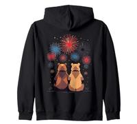 Illustration de Deux Ours regardant Un feu d’Artifice Sweat à Capuche