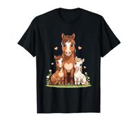 Illustration de Famille Chevaux avec Juments et Poulains T-Shirt