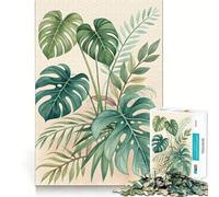 Illustration de Feuilles Tropicales à l'aquarelle Puzzle de 1000 pièces pour Adolescents Stimulation mentale Activité de découpage de Haute précision et de Haute précision Pause mentale apaisante