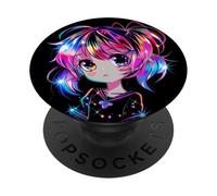 Illustration de Fille animée colorée | Style Chibi PopSockets PopGrip Adhésif