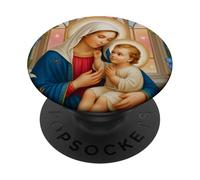 Illustration de Foi catholique Vierge Marie et Enfant PopSockets PopGrip Adhésif