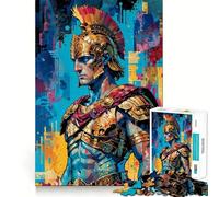 Illustration de Guerrier Romain Puzzle de 1000 pièces pour Adolescents Jeu de logique Stimulant Amusant en intérieur Bordure de qualité supérieure Cadeau mémorable (50x75cm)