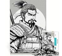 Illustration de Guerrier samouraï en Noir et Blanc, Puzzle de 1000 pièces pour Adolescents, Jeu Mental, Moment de détente, découpe de qualité supérieure, Cadeau Artistique (50x75cm)