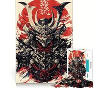 Illustration de Guerrier samouraï Puzzle de 1000 pièces pour Adultes Jeu de mémoire et Anti-Stress Idée Cadeau de Noël (38x52cm)