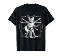 Illustration de Guitare Chat Kawaii dans l'art géométrique Multi-Bras T-Shirt