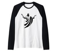 Illustration de Jésus-Christ Ombre à Bras Ouverts Manche Raglan