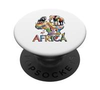 Illustration de la Carte de la Faune de l'Afrique PopSockets PopGrip Adhésif