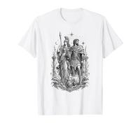 Illustration de la déesse guerrière de la mythologie Grecque Athéna et Ulysse T-Shirt Graphique avec Valeur, Homme, Blanc, L