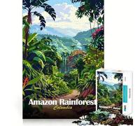 Illustration de la forêt amazonienne en Colombie Puzzle de 1000 pièces pour Adultes,Jeu de résolution de problèmes,qualité Professionnelle,activité de Groupe relaxante en intérieur (38x26cm)