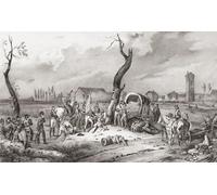 Illustration de la mort du général français Desaix à la bataille de Marengo 14 juin 1800 Italie. Louis Charles Antoine Desaix 1768 - 1800 après une œuvre du XIXe siècle de Victor Adam ; impression